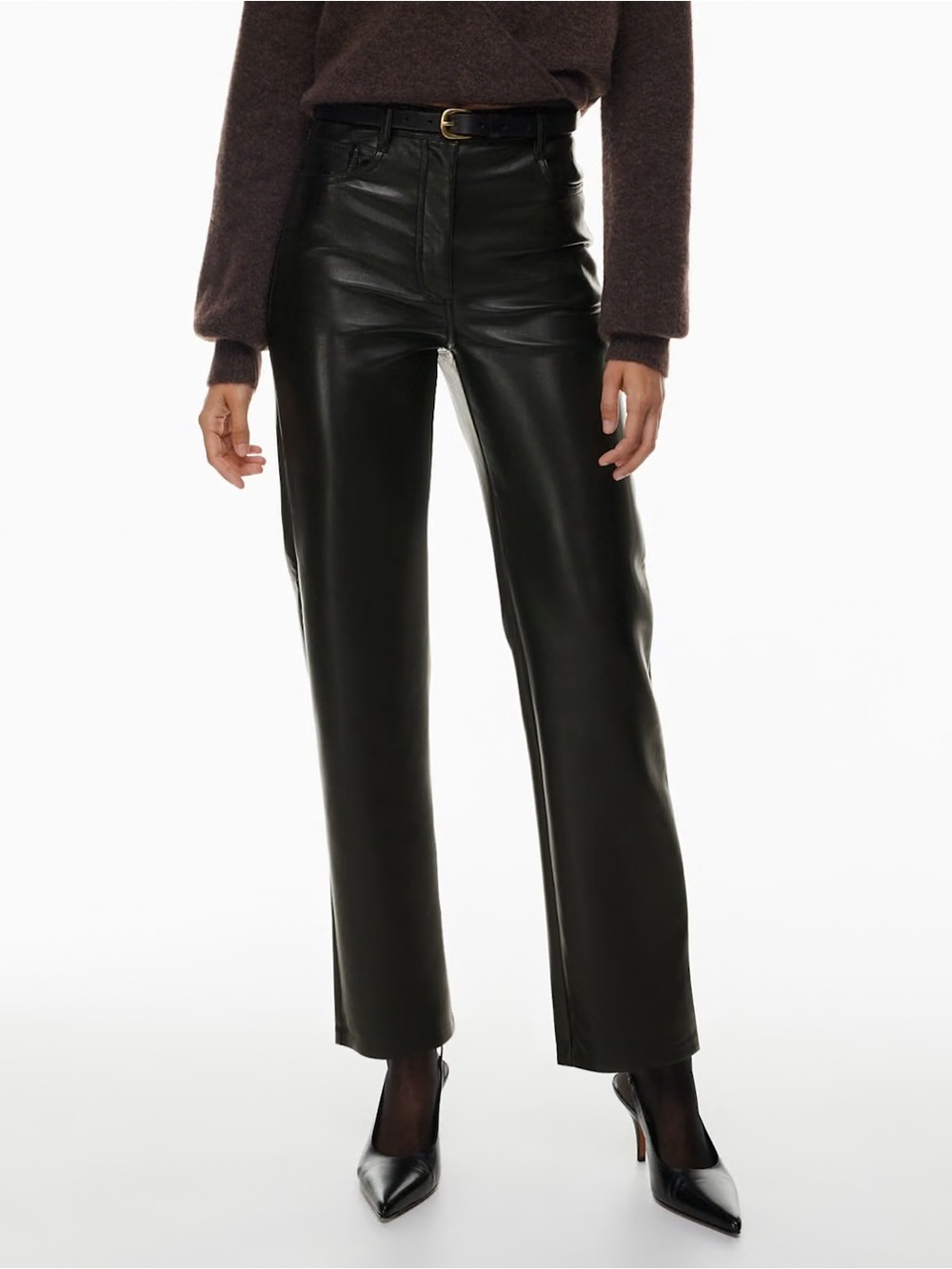 Aritzia Wilfred Melina Pants Faux Leather Black Size 8
